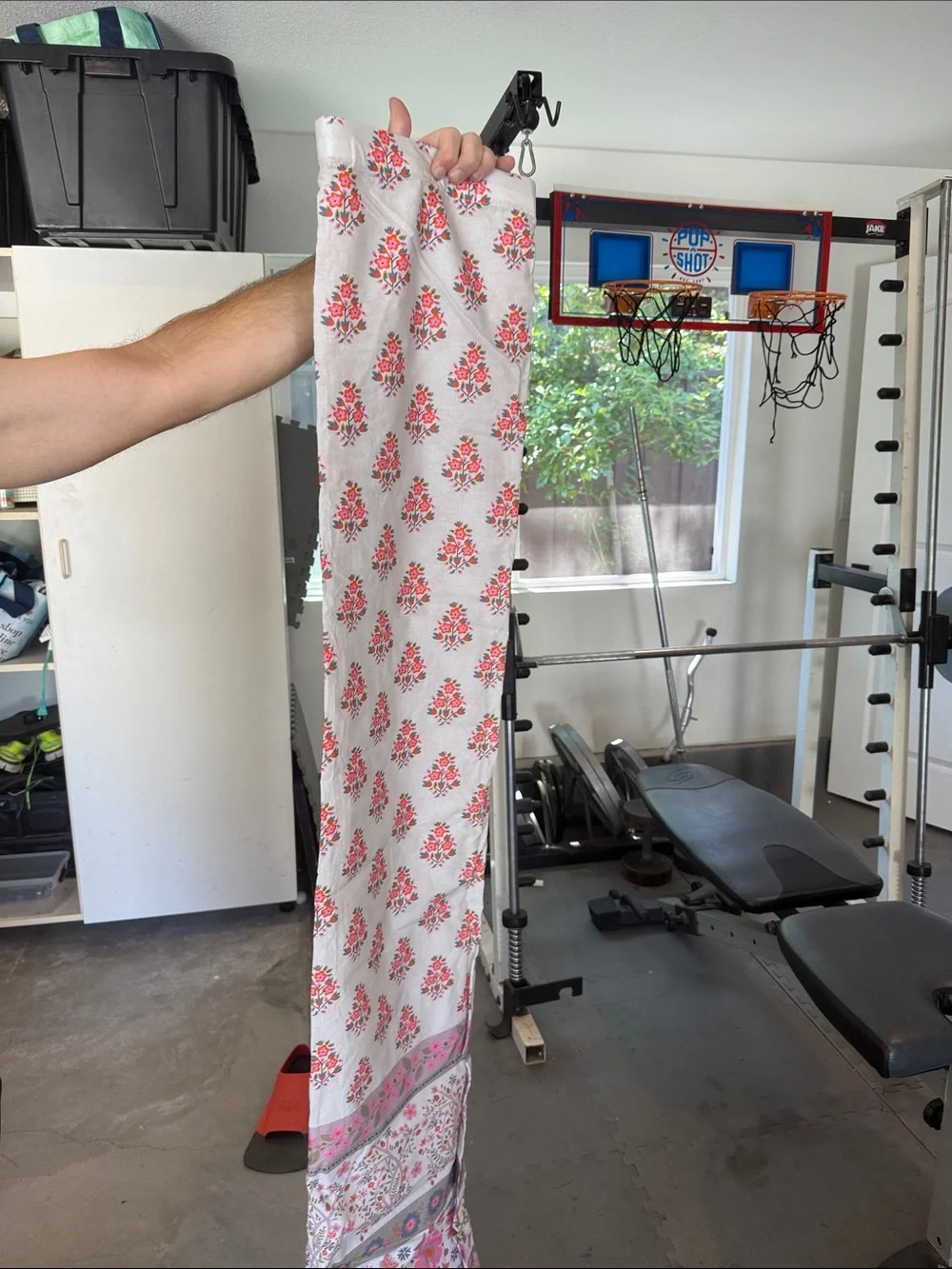 NATURAL LIFE Pink Floral Cotton with Lace Accent Shower curtains